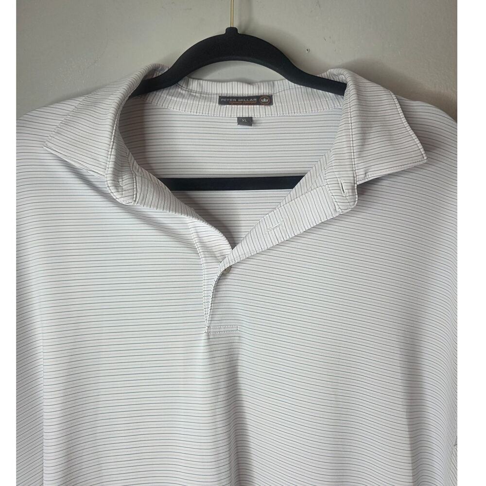 Peter Millar Summer Comfort Mens XL Gray & Purple Stripe Short Sleeve Golf Shirt